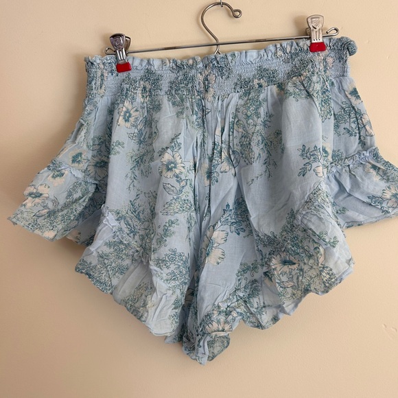 Blue Floral Ruffle Shorts - Picture 2 of 2